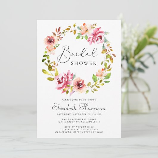 Floral Waterverf Wreator Vrijgezellenfeest Kaart (Staand voorkant)