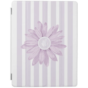 Floral Waterverf Zacht Paars Stripes Patroon iPad Cover