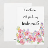 Floral Waterverf zal je mijn Bridesmaïde design zi Kaart (Voorkant / Achterkant)