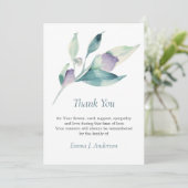 Floral Waterverf Zee-groene begrafenissympathie Bedankkaart (Staand voorkant)