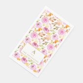 Floral Waterverf zomerroze monogram Servet (Hoek)