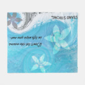 Floral Wave with Quote Fleece Deken (Voorkant (Horizontaal))