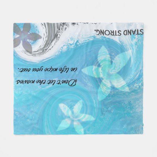 Floral Wave with Quote Fleece Deken (Voorkant (Horizontaal))
