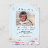 Floral Waves Blue Memorial Kaart (Voorkant / Achterkant)