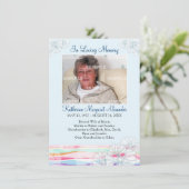 Floral Waves Blue Memorial Kaart (Staand voorkant)