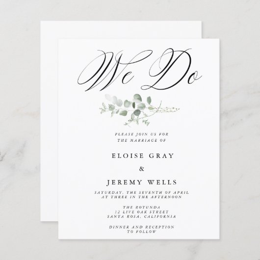 Floral We doen een huwelijksuitnodiging (Voorkant / Achterkant)