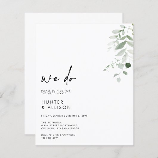 Floral We doen een huwelijksuitnodiging (Voorkant / Achterkant)