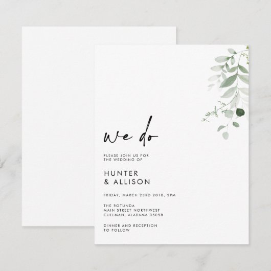 Floral We doen een huwelijksuitnodiging Kaart (Voorkant / Achterkant)