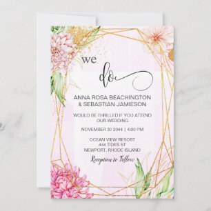 *~* Floral WE DOEN Geometrische RSVP AR15 QR Weddi Kaart