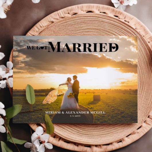 Floral We zijn getrouwd Wedding aankondiging Briefkaart