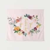 Floral Weddenschap Achtergrond Ontvang Foto Booth  Wandkleed (Voorkant (horizontaal))