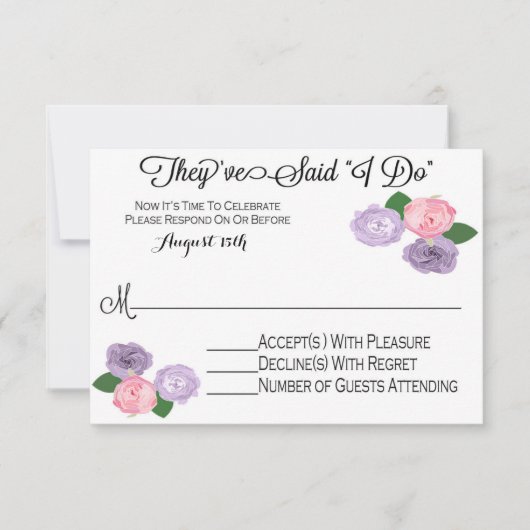 Floral Weddenschap Alleen RSVP-kaart RSVP Kaartje (Voorkant)