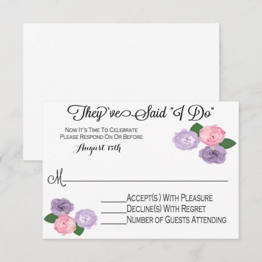 Floral Weddenschap Alleen RSVP-kaart RSVP Kaartje (Voorkant / Achterkant)