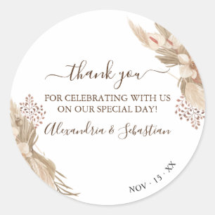 Floral Weddenschap Bedankt Classic Round Sticker
