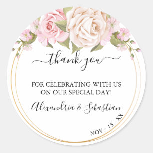 Floral Weddenschap Bedankt Classic Round Sticker