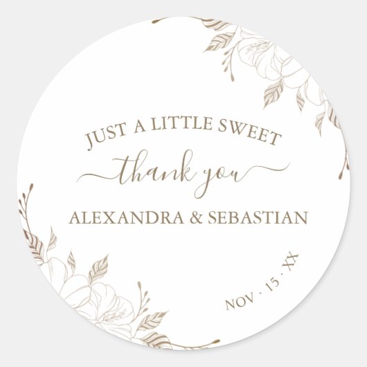 Floral Weddenschap Bedankt Classic Round Sticker (Voorkant)