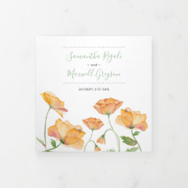 Floral Weddenschap Drieluik Uitnodiging