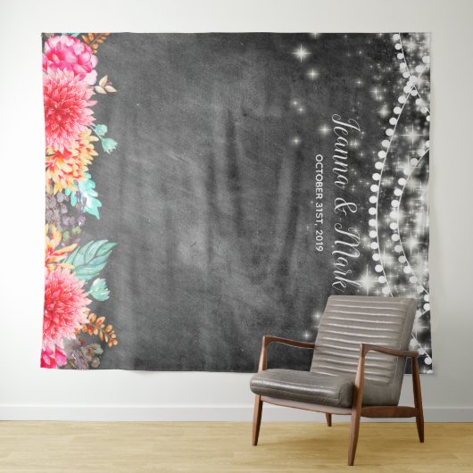  Floral Weddenschap Foto Booth-achtergrond Wandkleed (In Situ (horizontaal))