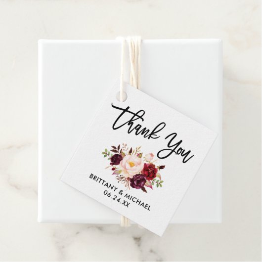 Floral Weddenschap in het script van Brush Bedankjes Labels (In situ)