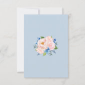 Floral Weddenschap over Blauwe Blush Pink Gold Wat Save The Date (Achterkant)
