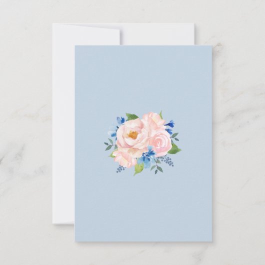 Floral Weddenschap over Blauwe Blush Pink Gold Wat Save The Date (Achterkant)