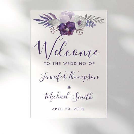 Floral Weddenschap over Paarse en zilveren Waterve Poster