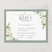 Floral Weddenschap RSVP in White Grey Green Waterv Uitnodiging Briefkaart (Voorkant)