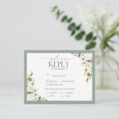Floral Weddenschap RSVP in White Grey Green Waterv Uitnodiging Briefkaart (Staand voorkant)