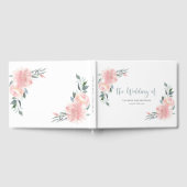 Floral Weddenschap Waterverf met bruinkroze bruids Gastenboek (Volledig)