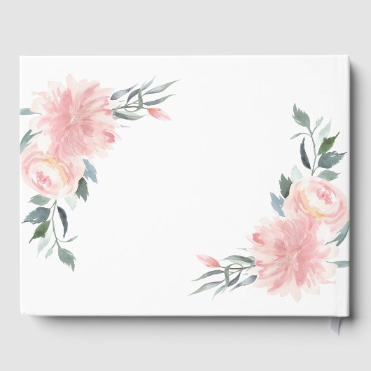 Floral Weddenschap Waterverf met bruinkroze bruids Gastenboek (Achterkant)