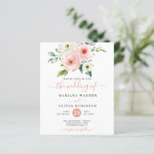 Floral Weddenschap Waterverf Peach White (Staand voorkant)