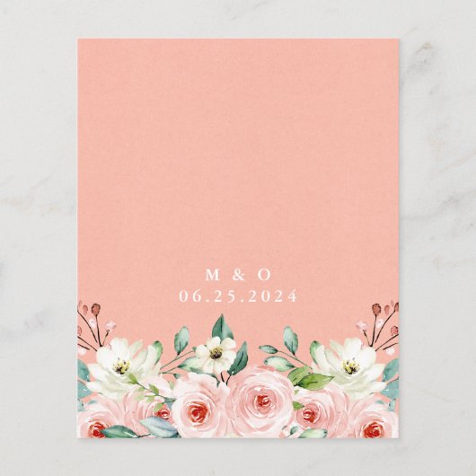 Floral Weddenschap Waterverf Peach White (Achterkant)