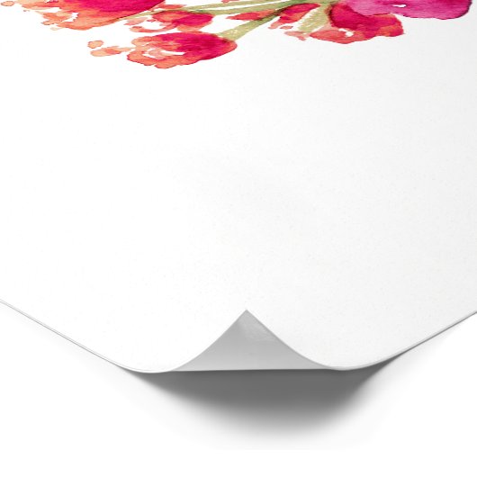 Floral Weddenschap Welkomstteken voor Fuchsia Wate Poster (Hoek)