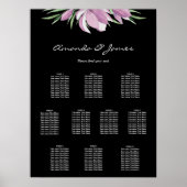 Floral Wedding 10 Table Seating Chart Poster (Voorkant)