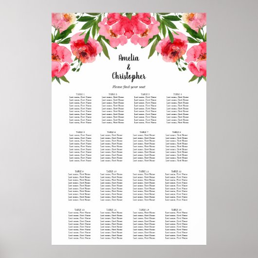 Floral Wedding 16 Tafelzitje Poster (Voorkant)