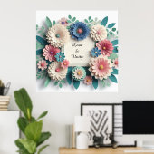 Floral wedding 3D Paper Flowers Floral Frame 🌸🎨✨ Poster (Thuiskantoor)