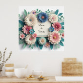 Floral wedding 3D Paper Flowers Floral Frame 🌸🎨✨ Poster (Keuken)
