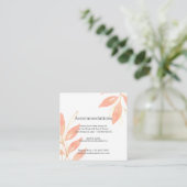 Floral Wedding Accomodation Gold Peach Waterverf Informatiekaartje (Staand voorkant)