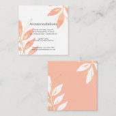 Floral Wedding Accomodation Gold Peach Waterverf Informatiekaartje (Voorkant / Achterkant)