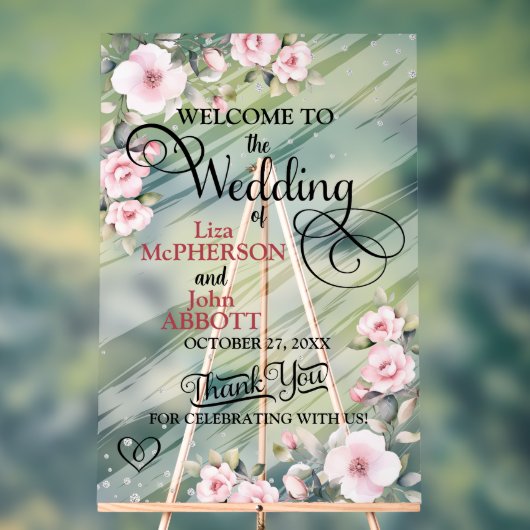  Floral Wedding Acryl Bord (Neutraal)