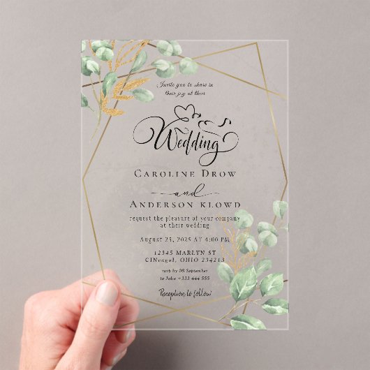 Floral Wedding Acryl Uitnodigingen (Insitu (Draagbaar))