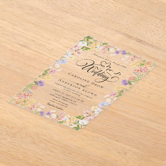 Floral Wedding Acryl Uitnodigingen (Laagn)