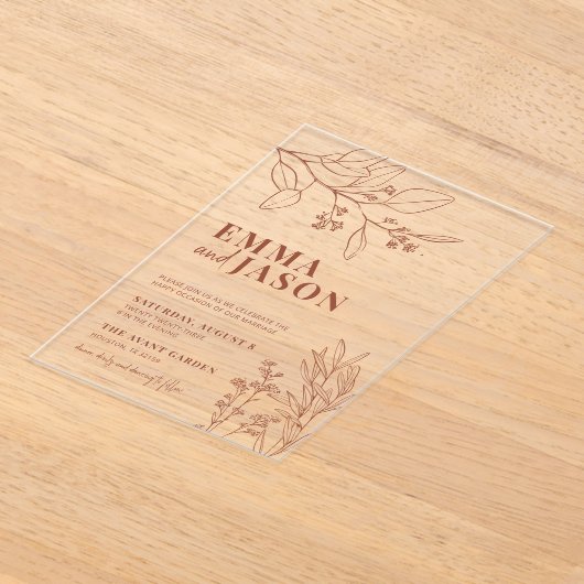 Floral Wedding Acryl Uitnodigingen (Laagn)