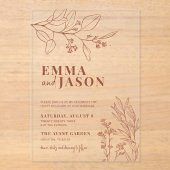 Floral Wedding Acryl Uitnodigingen (Voorkant)