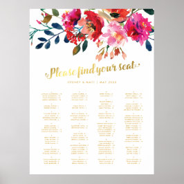 Floral Wedding Alfabetical Table Seating Chart Poster