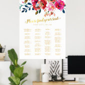 Floral Wedding Alfabetical Table Seating Chart Poster (Thuiskantoor)