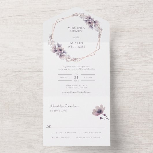 Floral Wedding All In One Uitnodiging (Binnen)