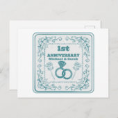 Floral wedding Anniversary Customizable year Briefkaart (Voorkant / Achterkant)