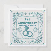 Floral wedding Anniversary Customizable year Kaart (Voorkant)