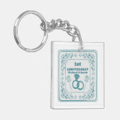 Floral wedding Anniversary Customizable year Sleutelhanger (Voorkant Links)